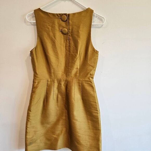 Maeve Anthropologie Gold A- Line Cut out Neckline Sheen Dress Size 4 - Picture 6 of 7